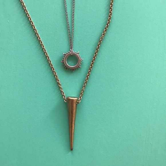 Necklace- silver and gold long necklace - Picture 2 of 4